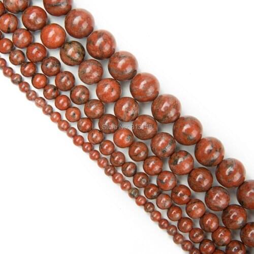 Wholesale Natural Round Red Sesame Jasper Strand Beads Stone for DIY Beading Bracelet Necklace Jewelry Making 4 6 8 10 12mm