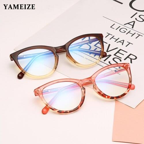 YAMEIZE Cat Eye Anti Blue Light Glasses Women TR90 Eyewear Frame Optical Eyeglasses Frames Blue Light Blocking Computer Glasses