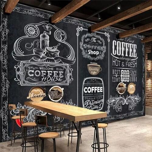 Custom Wallpaper 3D Retro Nostalgia Hand-painted Blackboard Coffee Shop Restaurant Background Wall Decor Papel De Parede Fresco
