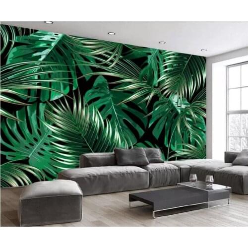 Custom wallpaper European tropical rainforest plant banana leaf living room TV background wall painting 3d wallpaper