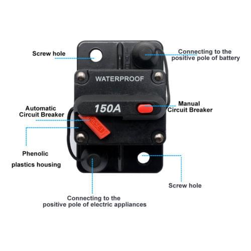 30/50/60/100/150A AMP Car Audio Inline Circuit Breaker Fuse Holder Reset Switch
