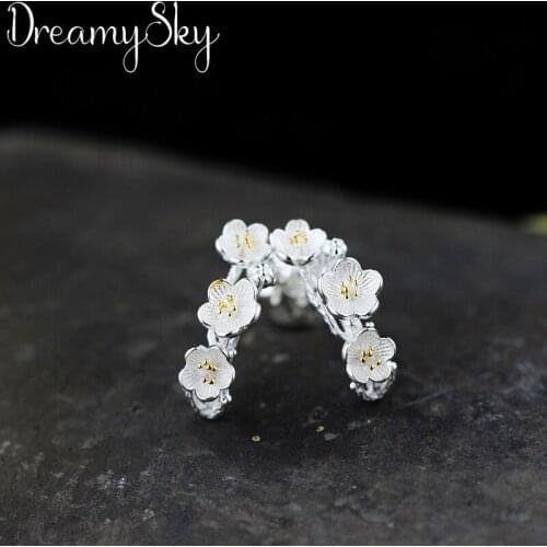 Luxury Brand Ear Jewelry Silver Color Cute Flower Earrings For Women Ladies Statement Earrings Gifts Pendientes Brincos