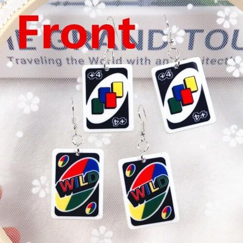 1Pair Drop Earrings Magic Poker Game Card Earrings Crafts Dangle Earings Acrylic Rarings Jewelry for Children and Woman