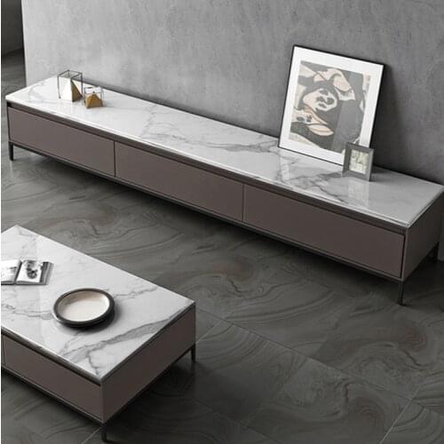 Nordic rock tea table TV cabinet combination luxury suit living room floor cabinet modern minimalist marble tea table