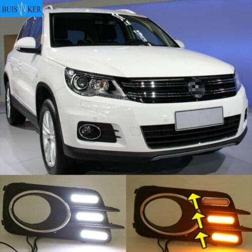 2pcs LED For Volkswagen VW Tiguan 2010 2011 2012 Daytime Running Lights Fog head Lamp cover car styling Daylight