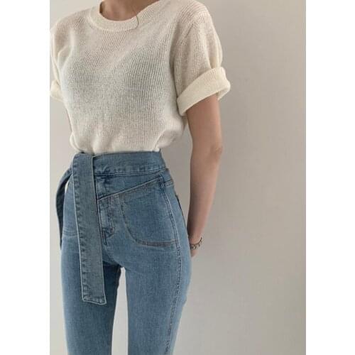 Hight Quality Fashion Basic Casual Knitted Tops Women 2021 Summer Rolled Sleeves Korean White Woman Tshirts Khaki Pink