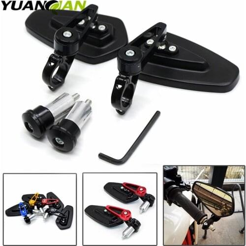 Universal 7/8" Black Bar End Rear Mirrors Moto Motorcycle Motorbike Scooters Rearview Mirror Side View Mirrors FOR Cafe Racer