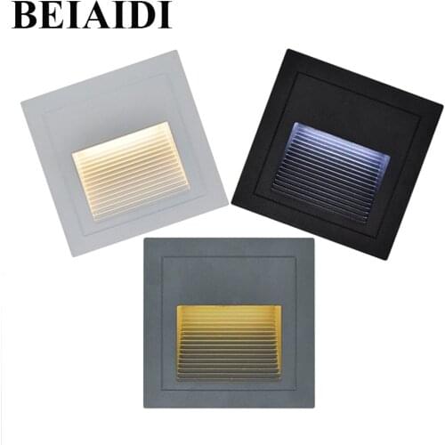 BEIAIDI 4pcs 3W Waterproof LED Footlight Step Light Outdoor Recessed Wall Stair Lamp Aisle corner lights Skirting Nightlights