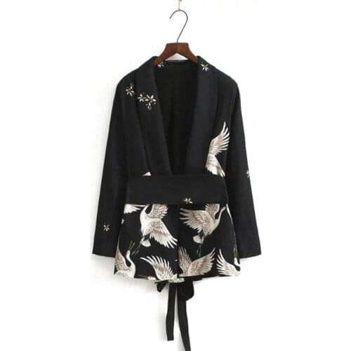 Flamingo Chiffon Kimono Jacket Coats Cardigans Outwear Autumn Basic Bomber Women Casual Long Sleeve Female Top Mujer Abrigo