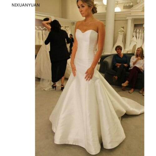 White Simple Mermaid Wedding Dresses Satin Sweetheart Cheap Wedding Gowns Bridal Dresses 2021 Vestidos De Novia