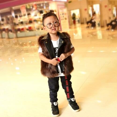 Winter Clothes Kids Girls PU Fur Childrens Vest Thick Warm Toddler Boys Waistcoats Autumn Teenager Child Outerwear Windbreaker