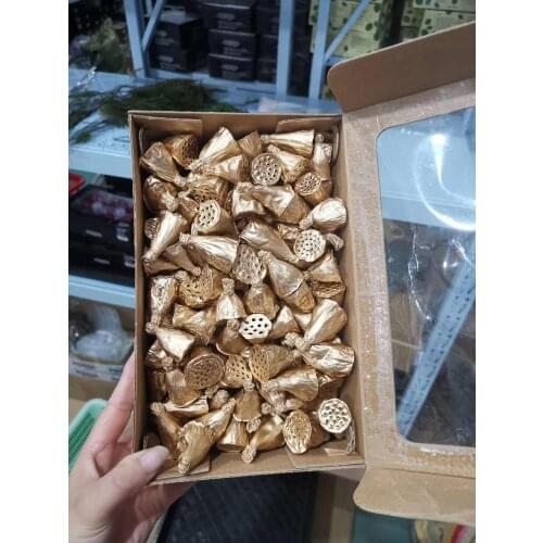 100pcs 3-4cm Gold Mini Lotus Seedpod For Christmas Xmas Wedding Party Holiday Flower DIY Making Decoration Wholesale