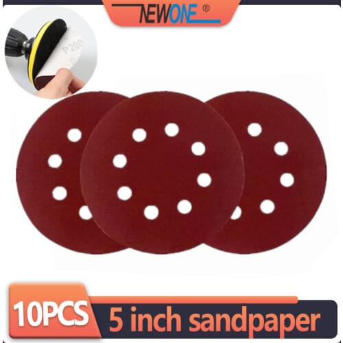10pcs 125mm 5" Hook Loop Sanding paper with 8 Hole Sand Pads Set 40Grit-3000Grit Sander Disc Abrasives for polish machine
