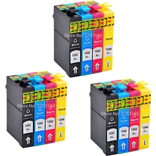 12 Pack Compatible Ink Cartridge T1241 T1242 T1243 T1244 for Epson NX125/NX127/NX130/NX230/NX330/NX420 Workforce320 Printer