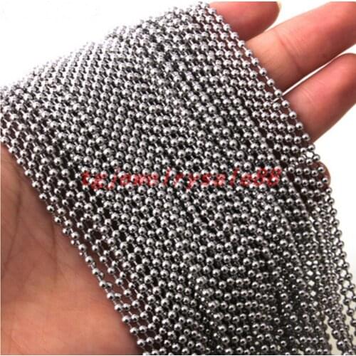 50/100pcs/lot Wholesale 1.5/2/2.4/3.2mm Wide Stainless Steel Silver Color Round Ball Chain DIY Finding Pendant Necklace16-40"