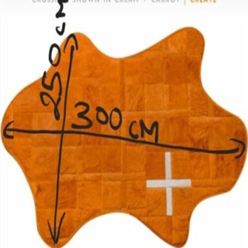 American Style Dyed Orange Patchwork Sewing Cowhide Skin Carpet ,Handmade Craft Fur Leather Rug