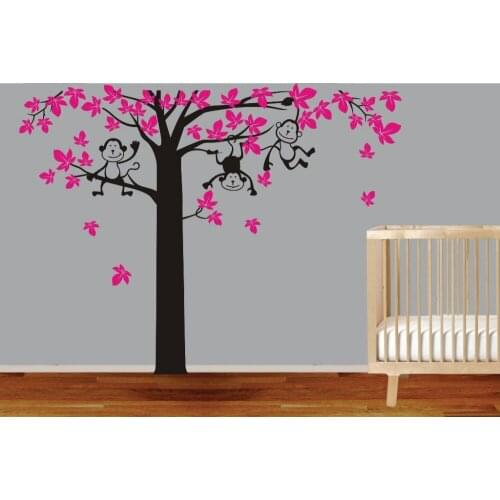 LARGE SIZE Monkey Tree Wall Art Stickers Kids Nursery Bedroom Baby Vinyl Decals DIY Unique Home Decoration Mural Wallpaper D375