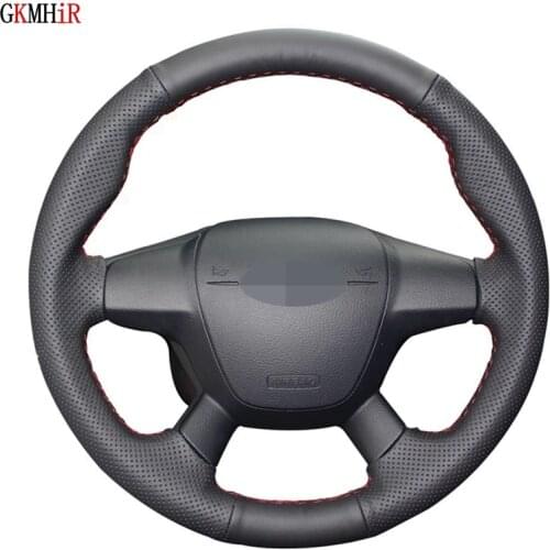 Car Steering Wheel Cover DIY Non-slip Black Genuine Leather For Ford Focus 3 2012-2014 KUGA Escape 2013-2016 C-MAX 2011-2018