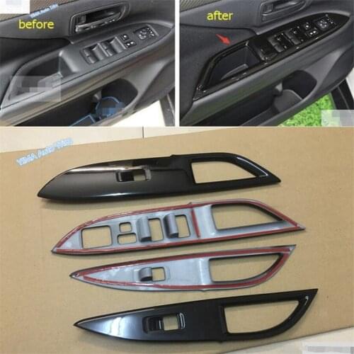 Lapetus Black Interior Refit Kit Fit For Mitsubishi Outlander 2013 - 2020 Door Handle Window Lift Button Switch Panel Cover Trim