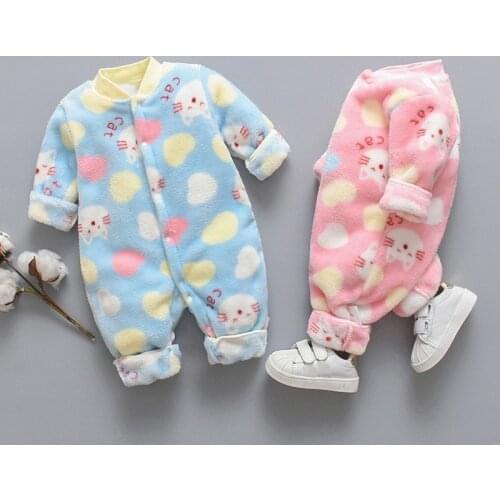 Newborn Infant Baby Jumpsuit Children Cartoon Animal Fleece Warm Romper Jumpsuit Boy Girls Soft Pajamas Winter Keep Warm Clothes