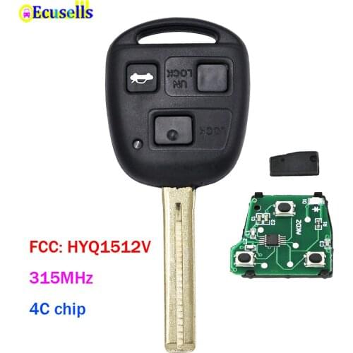 3 Buttons Remote Key Fob 315MHz with 4C Chip for Lexus ES300 GS300 GS400 GS430 LS400 IS300 RX300 TOY48 Uncut Blade