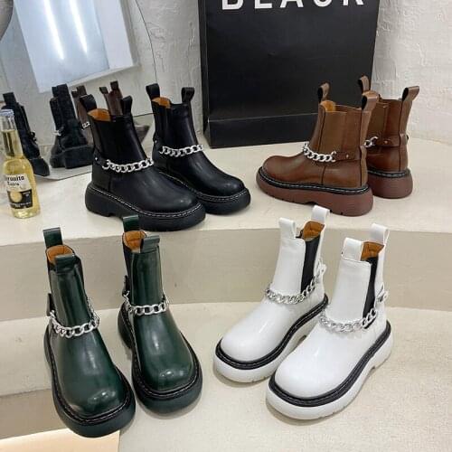 Smoke tube boots new Martin boots womens shoes single shoes platform platform chain Chelsea boots X903