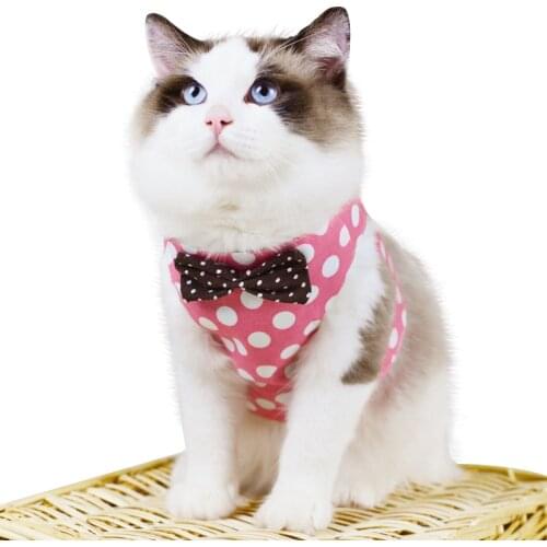 Breathable Cat Dog Harness Pet Vest Hamster Rabbit Chest Strap Adjustable Bowtie Mesh Small Puppy Kitten Harness Leash Supplies