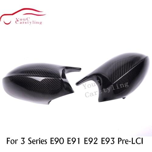 E92 Mirror Cover Caps Carbon Fiber M3 Style 1:1 Replacement Part for BMW 3 Series E92 E93 E90 E91 Pre-LCI Mirror Caps