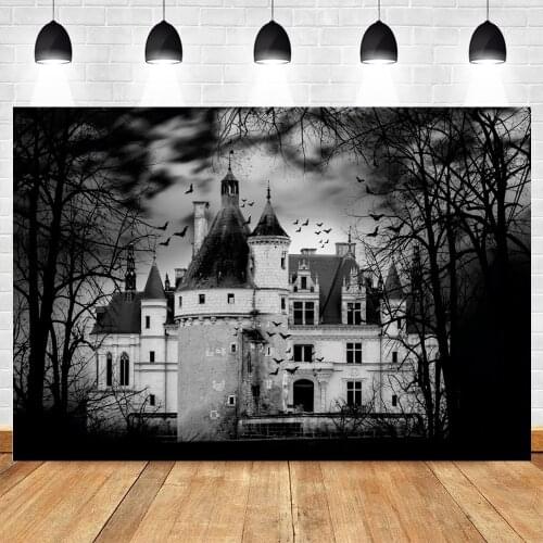 Halloween Backdrop Photo Background Castle Branches Bat Scary Scene Night Castle Photography Backdrops Photozone Photophone Prop