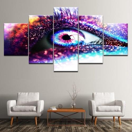 Canvas Painting A colorful eyes watch the world 5 Pieces Wall Art Painting Modular Wallpapers Poster Print Home Decor