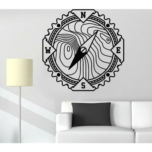 Compass Vinyl Wall Decal Bedroom Side of World Nautical Adventure Stickers Kids Room Mural House Decorations Self Adhesive P120