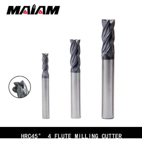 Cutting HRC45 4 Flute end mills tungsten steel 4mm 5mm 6mm 8mm 12mm Alloy Carbide Milling Tungsten Steel Milling Cutter End Mill