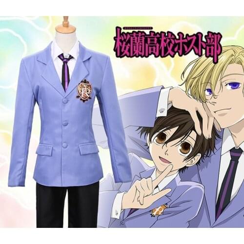 Anime Ouran High School Host Club Fujioka Haruhi King Cosplay Costumes School Uniforms