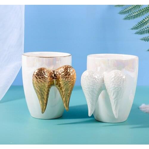 Angel Wings Coffee Mugs Ceramic Cups and Mugs Handpaint Mark Creative Drinkware cute cup mug cute mugs ceramic mug