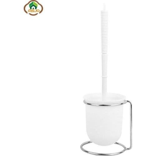 MSJO Toilet Brush Long Handle Cleaning WC Plastic Household Tool with Stainless Steel Stand Brush Toilet Bathroom Accessories
