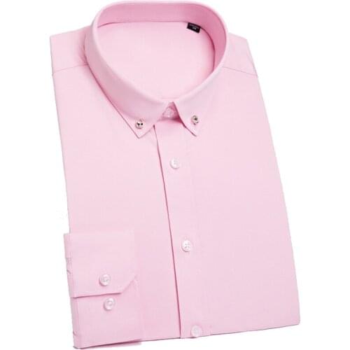 Men Shirt Long Sleeve Slim Fit Iron Free New Fashion Button Down Diamond Wedding Groom Business Party Banquet Stage Dress Shirt