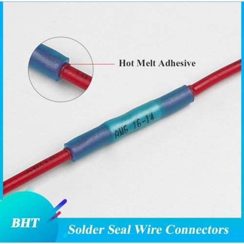 20/50/100PCS BHT Solder Seal Wire Connectors Kit Practical Electrical Waterproof Heat Shrink Butt splice Terminals Insulated