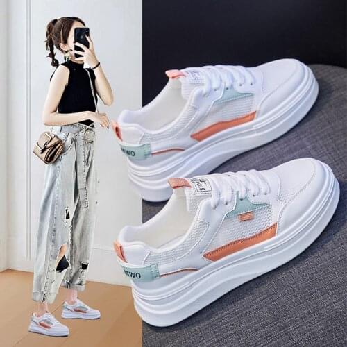 2021 Spring New White Ladies Shoes Womens Fashion Casual Shoes Students Breathable Flat Sneakers Women Vulcanize Shoes