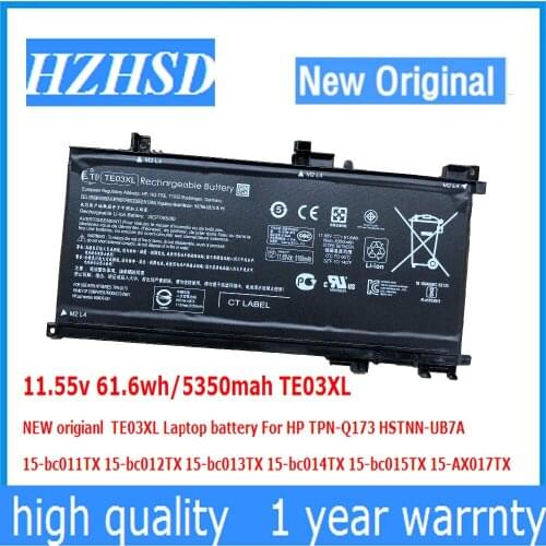 11.55v 61.6wh/5350mah TE03XL NEW origianl TE03XL Laptop battery For HP TPN-Q173 HSTNN-UB7A 15-bc011TX 15-bc012TX 15-bc013TX