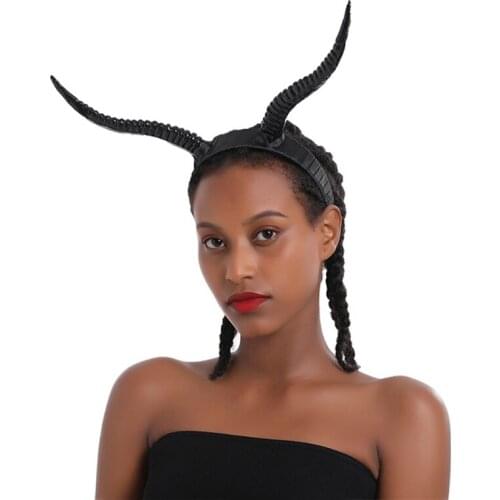 Ox Horn Headwear Antlers Horn Hairband Non Slip Headpiece Photo Props Fancy Dress Halloween Christmas Accessories