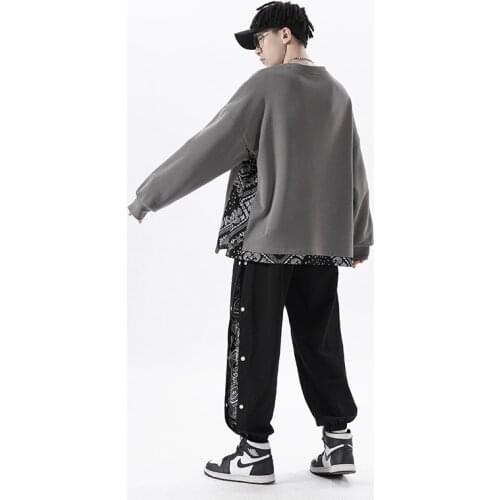 Japenese Style Casual Set Suit Fake Two Pieces Hoodies And Pants Harajuku Personality Fashion Loose Suit Oversized Men Set