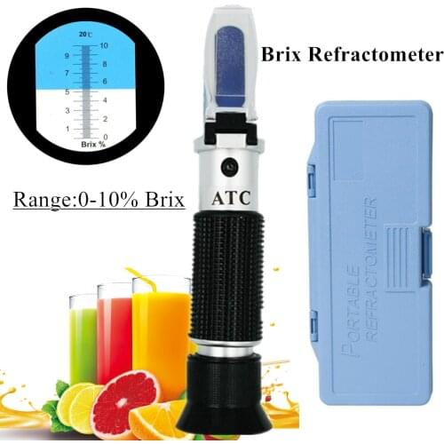Brix Refractometer 0-10% Brix Handheld Sugar Meter ABS Material Plastic Sugar Refractometer Sugar Content Testing Equipment 40
