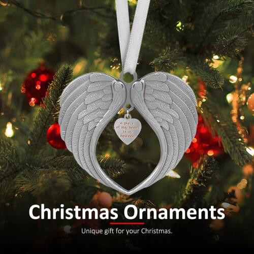 Christmas Decoration For Home New Year 2021 Christmas Tree Ornament Metal Angel Wing My Heart Is In Heaven Kids Gift Home Decor