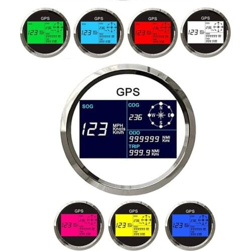 7 Color Backlight LCD Speedometer Gauge 0~999 MPH Knots Km/h Adjustable For Car Boat Digital GPS Speedometer Gauge