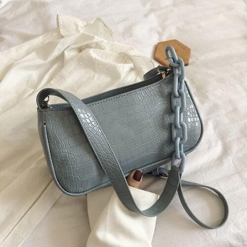 Candy Color PU Leather Crocodile Shoulder Messenger Bags For Women 2020 Small Crossbody Bag Chain Handbags and Purses KL926