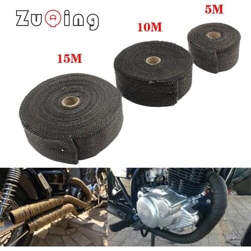 5cm*5M/10M/15M Motorcycle Exhaust Thermal Tape Header Heat Wrap Manifold Insulation Roll Resistant with Stainless Ties