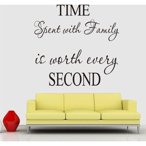 Time Spent With Family Is With Every Second Diy Vinyl Wall Stickers Quotes For Living Room Decoration Wall Art Black Decals