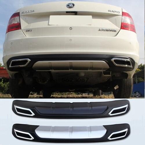 High Quality ABS Black Rear Bumper Lip Trunk Spoiler Rear Diffuser Protector With Hole Car Styling For Skoda Rapid 2013-2017