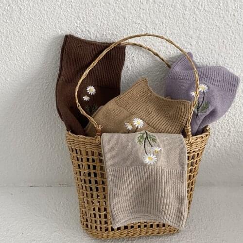 Embroidery Flower Woman Socks 2020 Autumn Winter Fashion Cotton Long Socks for Women Harajuku Vintage Streetwear Crew Socks