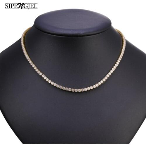 Fashion Cubic Zircon 4mm Snake Chain Tennis Necklace White Cz Tennis Chain Gold Round Necklace For Women Boho Jewelry 2020